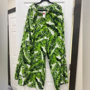 Tropical Leaf Print Wide-Leg Jumpsuit NY Steps